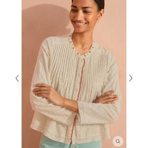 Wrap London Smocked Blouse in White Size Small Cottagecore Prairie